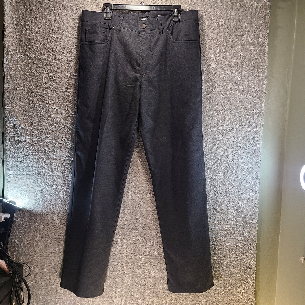 St. Croix Flat Front Men Wool Polyester Blend Gray Made In Italy Pants Size 36‎